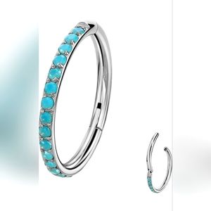 16G turquoise nose/cartlidge/tragus hoop-Surgical Steel  6mm